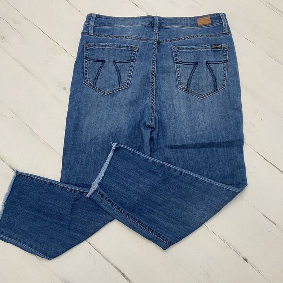 Seven 7 For All Mankind Tower Straight High-Rise Crop Jean Women's 10 Raw Hem - Picture 12 of 12